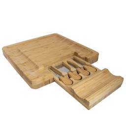 Tabla Para Picada De Madera Cuadrada Con Accesorios