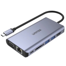 HUB USB-C Unitek 8 en 1 5Gbps con PD 100w