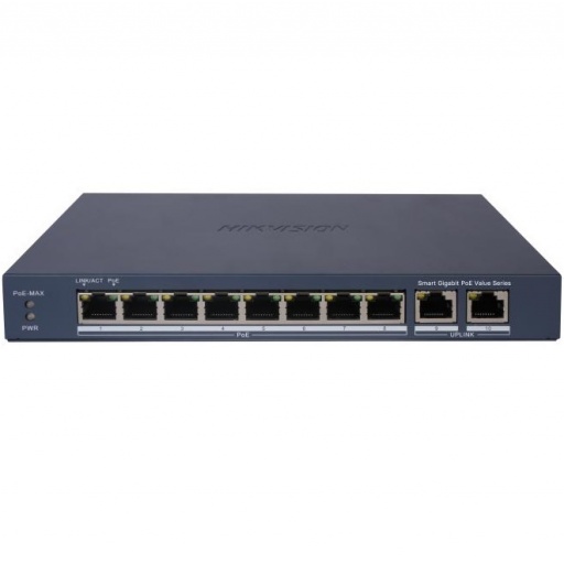 Switch PoE Hikvision 10 puertos gigabit 60w admin.