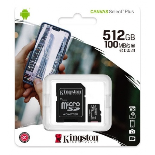 Memoria Kingston MicroSD 512GB Canvas Select Plus clase 10