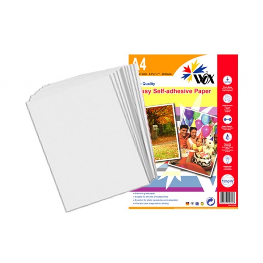 Papel wox glossy fotogrfico a4 - autoadhesivo 128grs. X 20 uds.